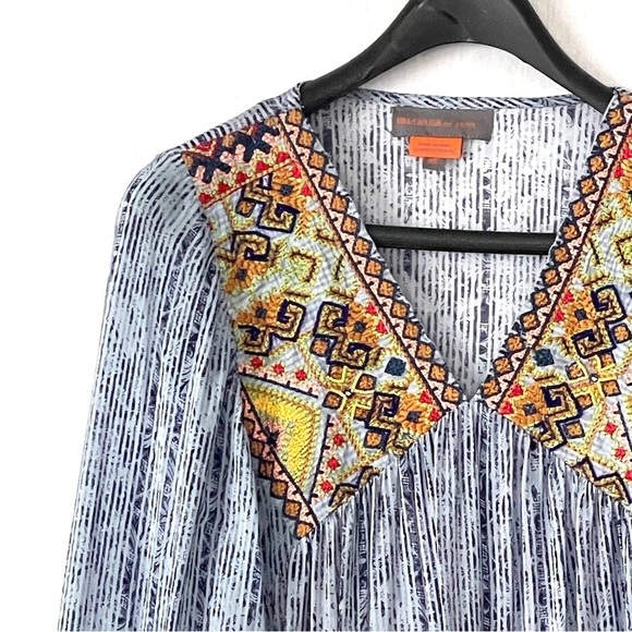 ⭐️Host Pick Anthropologie Bhanuni by Jyoti Celeste Blue Linne Embroidered Dress - Picture 5 of 12